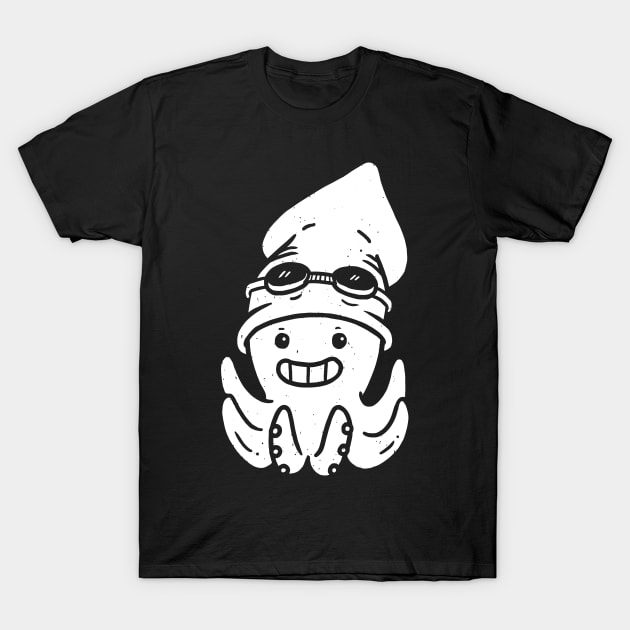 Swimming Squid T-Shirt by wehkid